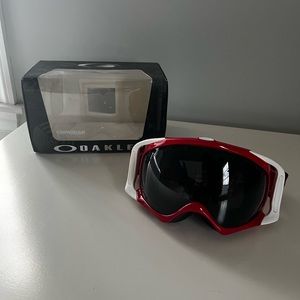 Oakley Crowbar Snow Goggles - Red and White with Black Polarized Lens